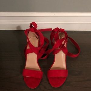 Lulus lace up red heels- never worn